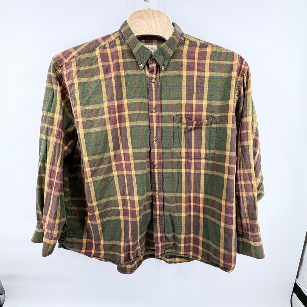 Cabelas‎ Mens Flannel Shirt 3XL Regular Heavyweight Plaid Button Up Long Sleeve